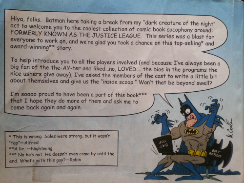 From the intro to the collected edition of Formerly Known as the Justice League, 2004. Art by Mike C