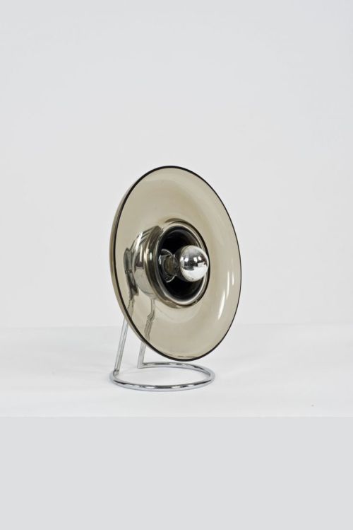 ellemoonrock: Pierre Cardin - Chromed Metal and Glass Table Lamp for Venini ca 1970