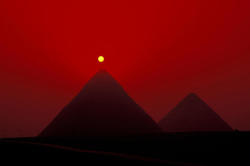 grandegyptianmuseum:  Giza Pyramids at Sunset
