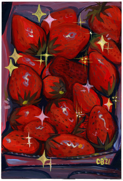 itsc:i cannot stop myself from a) painting strawberries or b) adding little sparkles to my paintings