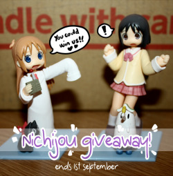 jenpenn:  Another giveaway?! Yes another one! This time a lil different c:Simple thing is, I got a lucky box from Japan recently. I got all the figures, but I got these two as an extra! Since nichijou merchandise is few and far between I figured you