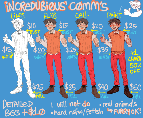 incredubious:⭐ !!HIHI I HAVE NEW COMMISSION PRICES!! ⭐all in USD !! please message me if you are i