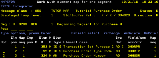 cleo extol integrator mapping substring work with element map for one segment