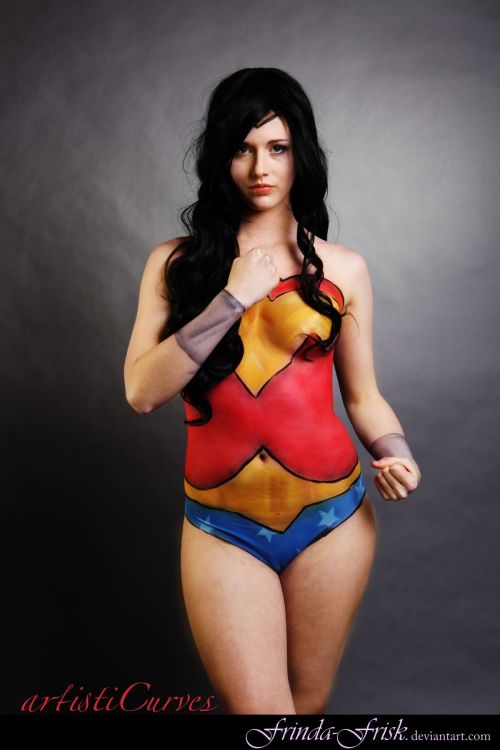 nude-superheroines:  Wonder Woman bodyart