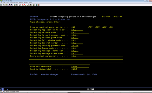 EXTOL EDI Integrator Create Outbound groups and interchanges screenshot