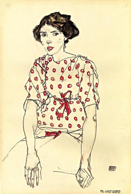 artist-schiele:Portrait of Miss Waerndorfer, 1913, Egon SchieleMedium: watercolor,paper