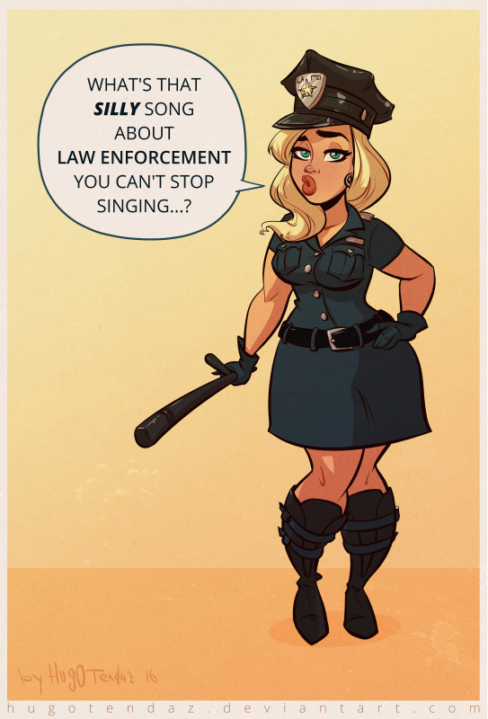 hugotendazillustrations:    Officer Nessa - Cartoon PinUp   Silly song makes a girl
