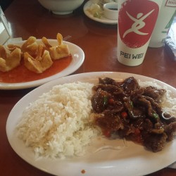 Honey seared steak w/white rice, plus  cheese