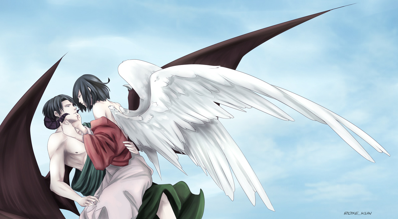 roxe-kun:  The forbidden love  I really wanted to make this to practice wings ;A;