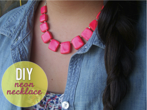 This neon necklace from the Style Dossier is a must make. Using polymer clay and nail polish, Katy will teach you how to make your own!