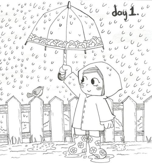 mizjoely: rebka18: Inktober 19  Day one “Rain” So cute, love the boots!