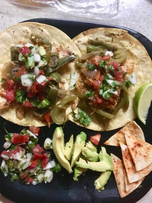 Vegan Taco Tuesday! Homemade veggie tacos with homemade pico de gallo and chips