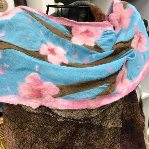 Made some nuno Felted scarves today! #nunofelting #felting #wool #silk #scarf #cherryblossom #duckys