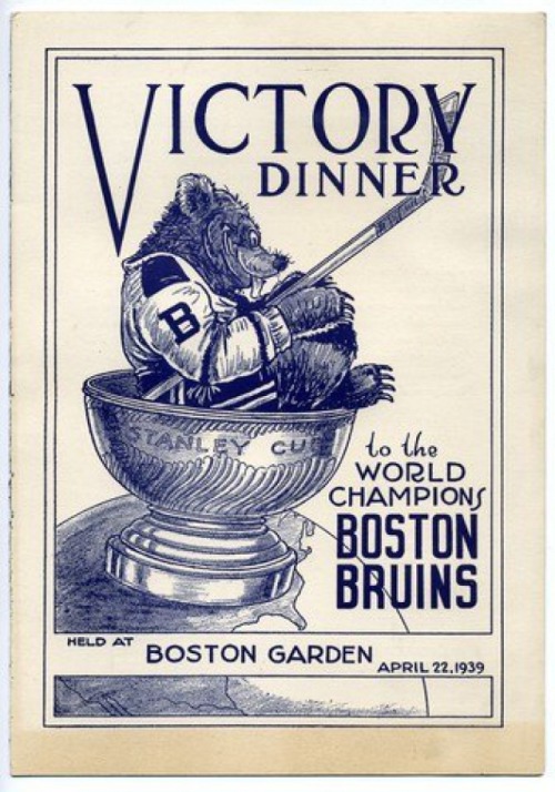 hockey-time-machine:1939 Bruins Cup victory dinner program cover.