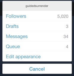 prettybabywhore:  guidedsurrender:  I’m rather surprised that over 5,000 of you are following me but thank you to each one of you. I must be doing something right (or you’re all fans of baby and following me by association haha).  Go follow Daddy.