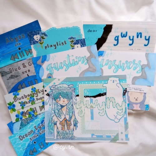 Sharing My Happy Mail For My Friend Gwyny. Blue Theme With A Hint Of Cutie Polar Bears On The Envelope.