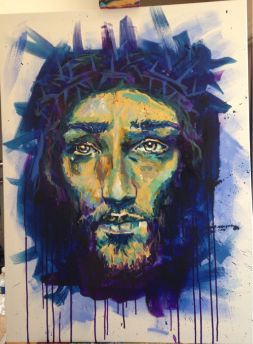 Jesus R. Peterson 30 in X 40 in Acrylic and spray paint