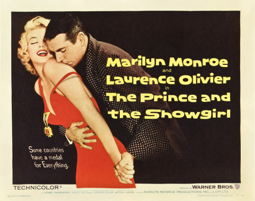 Movie poster for The Prince and the Showgirl, starring Marilyn Monroe and Laurence Olivier. Circa 19