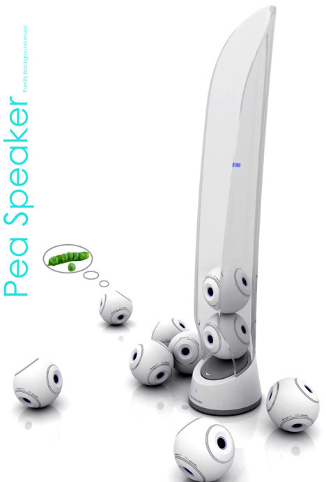 The Pea Speaker By Designer Lu Le Each pod contains 7 wireless bluetooth speakers