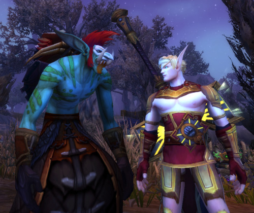 big thanks to my partner for humoring my strange affinity for forest troll x blood elf pairings