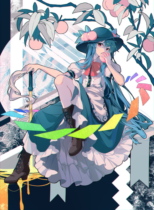 animepopheart:★ 【久蒼穹】 「 天子ちゃん 」 ☆ ⊳ tenshi hinanawi // touhou project ✔ republished w/permission ⊳ ⊳