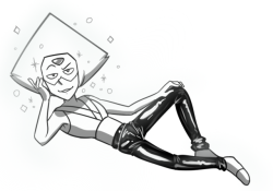 pearl-likes-pi: mizuki-miart:   Peridot sparkling with her new vinyl pants 👽✨  This is a reference to the Steven Universe podcast that talks about Peridot   I LOVE THIS SO MUCJ 