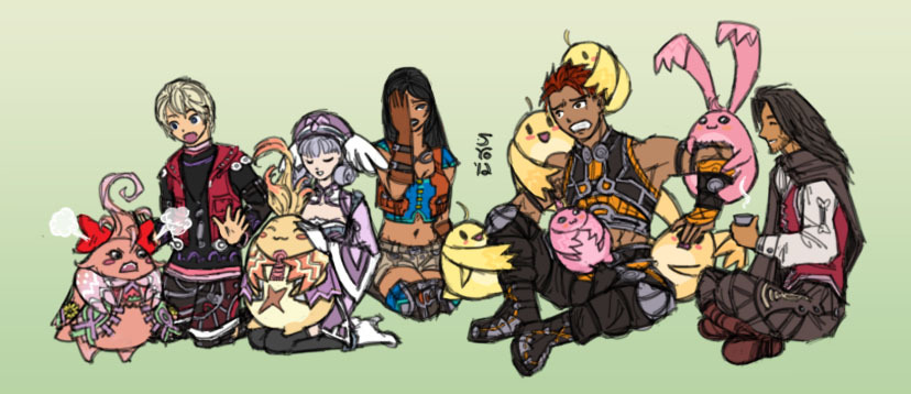 I FORGOT ABOUT THIS.
HAHA! Riki’s littlepon love big Hom Hom friend!
… That’s the whole reason I did this. I couldn’t get the image of Riki’s children crawling all over Reyn like a jungle-gym out of my head. o_o
edit: That’s less than half of Riki’s...