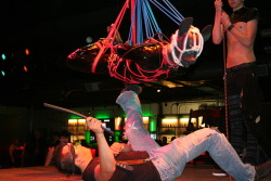 liondogari:  Rubber puppy rope suspension at Exile Fetish Ball 2014, Denver. Awesome set by the awesome That Kind of Orc Ropes by tygeryoshi.  