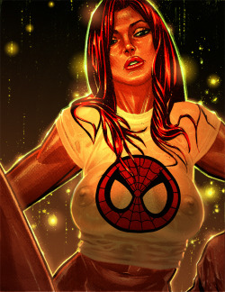 supermoves:  Mary Jane in Spidey Tee by ~LOPEZMICHAEL