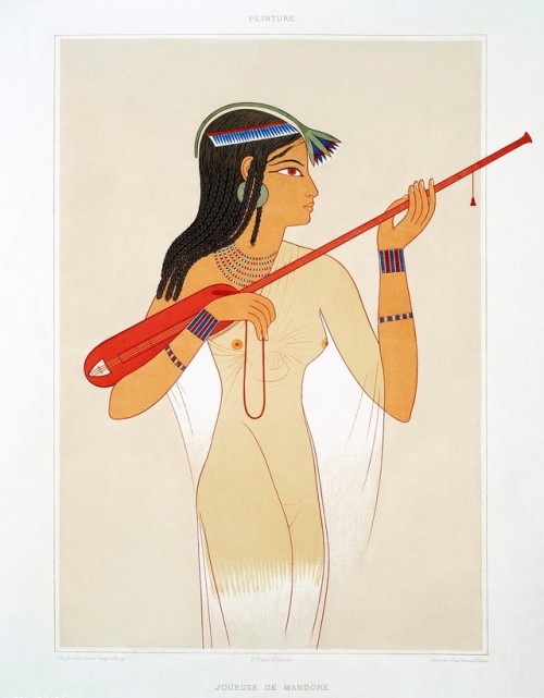 grandegyptianmuseum:Mandore player from Histoire de l'art égyptien (1878) by Émile Prisse d'Avennes 