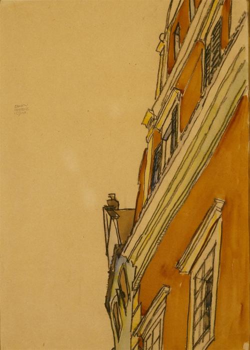 Egon Schiele, Front View of a Building (Krumau House), 1910