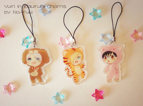 na-ruu:  LAST CHANCE TO GET THESE YOI CHARMS!! I found one set of Yuri in Kigurumi charms and one Vi