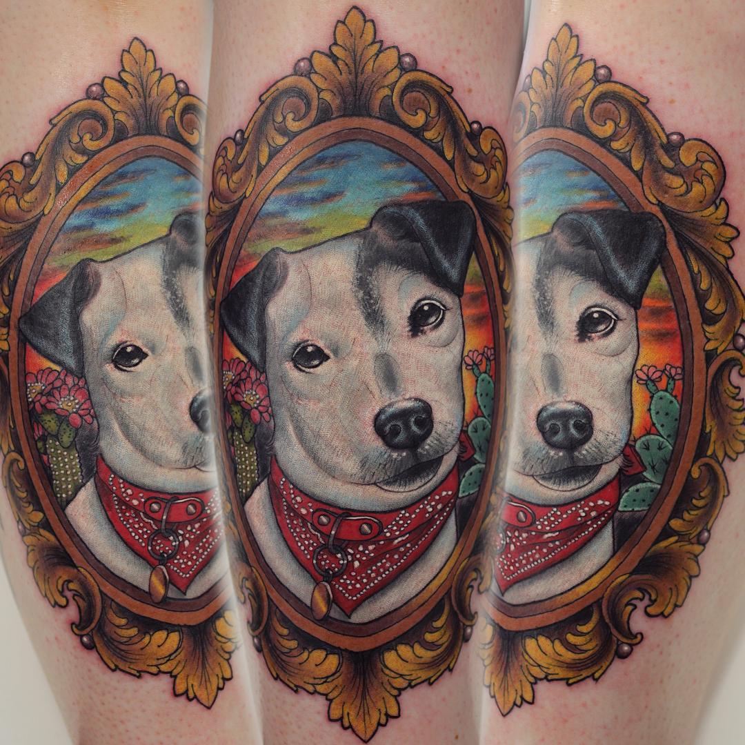 georginatattoo:  Here is Emma’s little Jack Russell Barney that I tattooed today