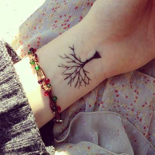 Pequeños Tatuajes — Pequeño tatuaje de un árbol en la muñeca.