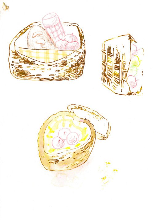 heatherfisherillustration: Fun, sketchy picnic baskets &amp; fruit! A cozy addition to my i