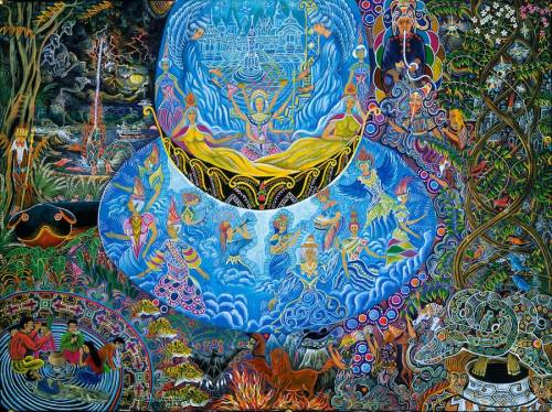 colectivofuturo:  A brief introduction to the psychedelic works of Peruvian artist Pablo Amaringo. His paintings depict his visions after drinking the ayahuasca brew, a psychedelic blend of natural plants containing DMT.  6 more days.  I started a very