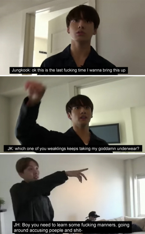 inthemoodforjimin: bang-tan: when shit gets 2 real with 2seok @blondejeon @violetjimin