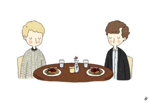 bbcbluebell:for @love-in-mind-palace who asked for Sherlock and John sharing a meal :)
