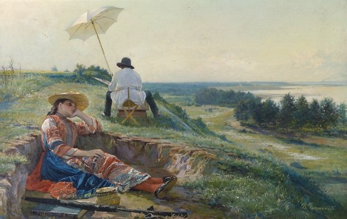 A hot summer’s day by  Vasili AndreyevichGolynsky (Russian, 1854–1904)