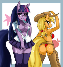 Fandoms-Females:  _Com__Sexy_Twilight_And_Applejack_By_Ss2Sonic ( Fp #10 - School