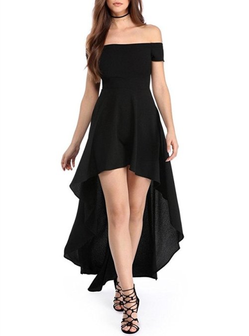 Sidefeel Women Off The Shoulder Short Sleeve High Low Hem Club Cocktail Skater DressShop Now