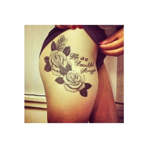 Placement for thigh/hip tattoo. tattoos piercings ❤ liked on Polyvore