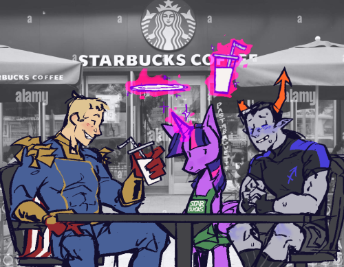Hi Guys. Heres Homelander And (adult, Of Course) Equius On A Date At Starbucks. Twilight Is Their Server.