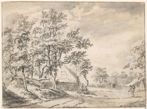 Cottages on Road by Edge of a Wood, Jan van Kessel, c. 1665-c. 1669, Harvard Art Museums: DrawingsHa