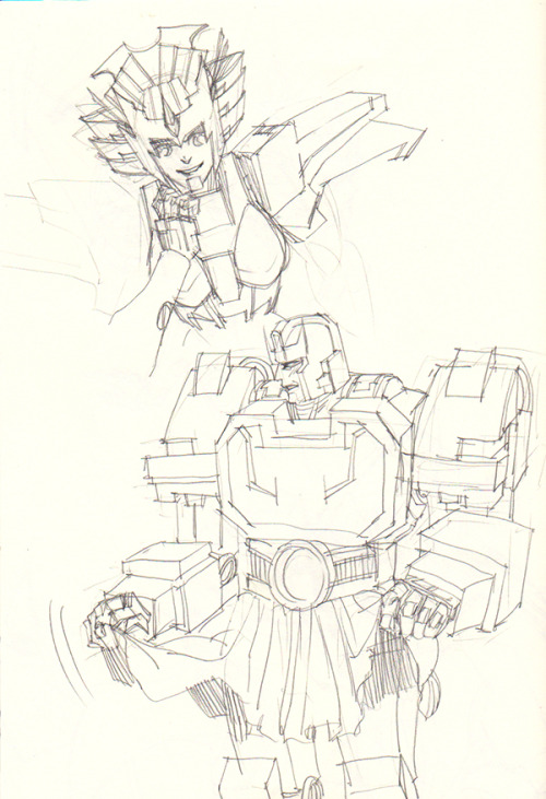 judusart:  Thing in my sketchbook. I always sketch some pic while I’m studying (Except Kup and Ratchet done their finale move pic lol ).