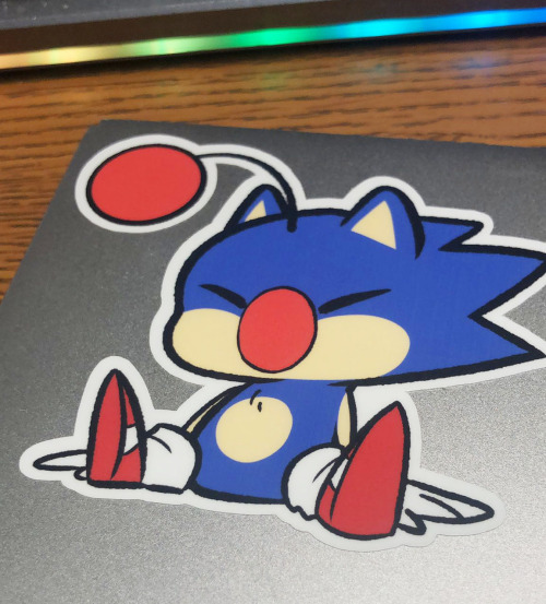 HOWDY HOWDY EVERYONE! These Sonic Moogle stickers drawn by my fiancé , @tentacuddles , are live on m