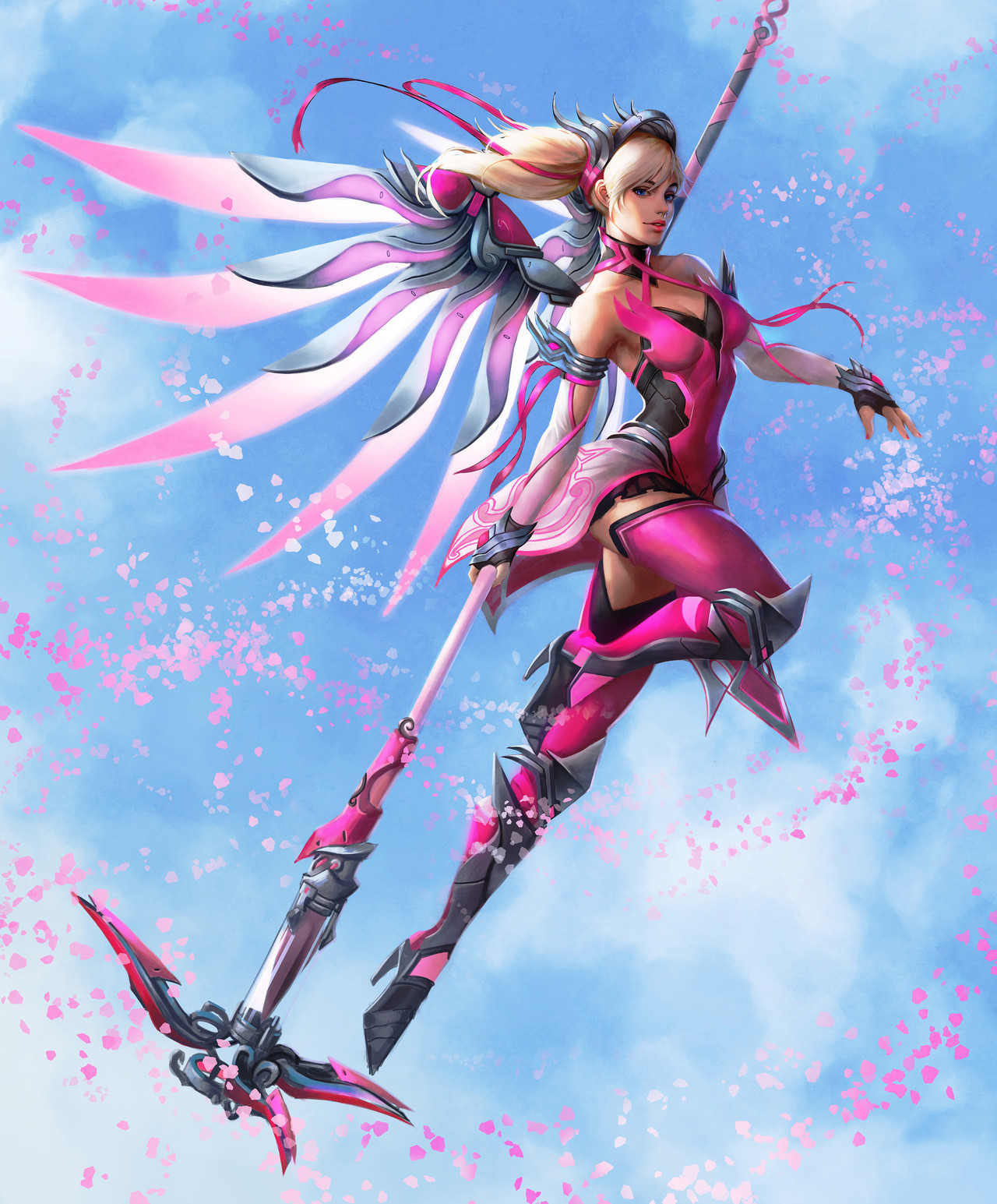 rarts:  Pink Mercy (Angela Ziegler): Overwatch game fanart [Artist: Colapen 93]