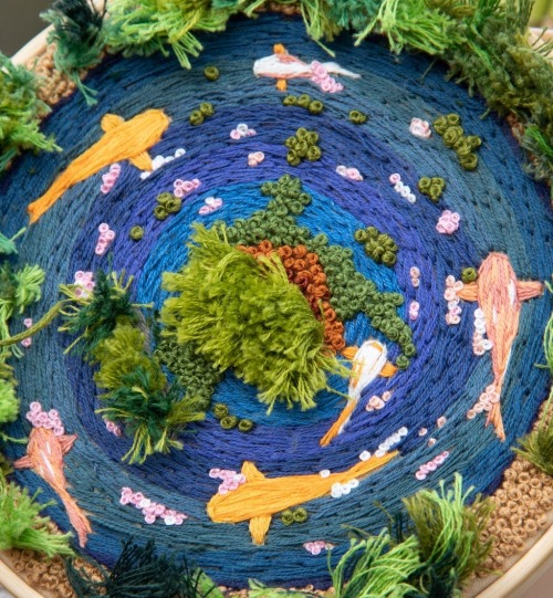 sosuperawesome: Koi Pond EmbroideryBlue Sun Threads on Etsy