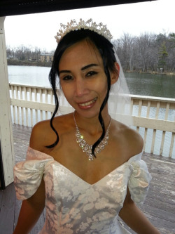 masterbunyip:  Wasn’t she a nice bride? But also a slave whore and blowjob queen for the cocks of our Masters, proud to serve at the House of Slaves