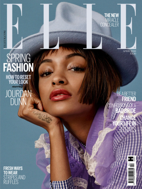 Jourdan Dunn for Elle UK April 2016Photographer: Bjarne Jonasson Fashion Editor: Anne-Marie Curtis H